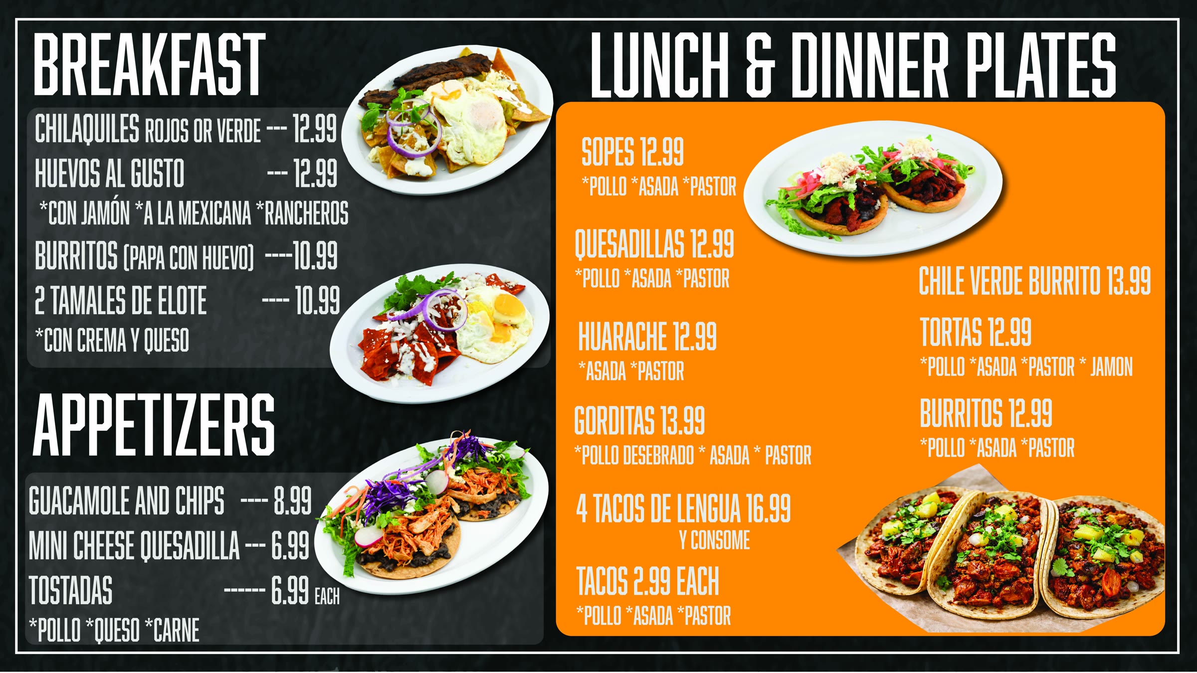 The Black Spoon menu page 1